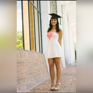 Pink & White Strapless Sweetheart Cut Dress